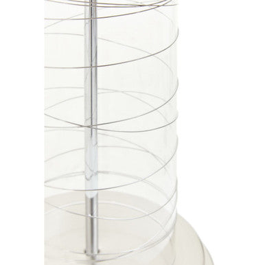 Orsina Zola Glass Cylinder Table Lamp | Chrome Spiral & Black Linen