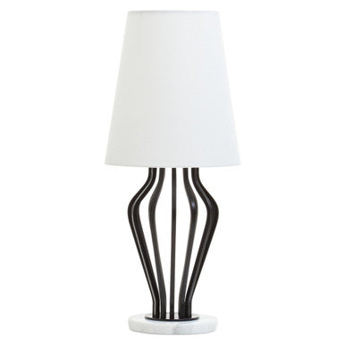 Orsina Zada Table Lamp – Black Iron and White Marble Accent Light