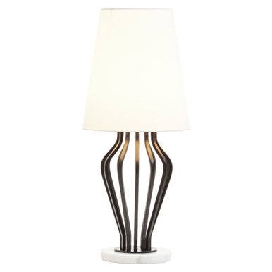 Orsina Zada Table Lamp – Black Iron and White Marble Accent Light