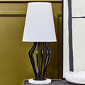 Orsina Zada Table Lamp – Black Iron and White Marble Accent Light