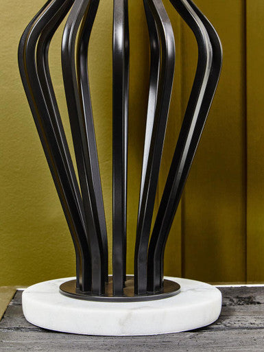 Orsina Zada Table Lamp – Black Iron and White Marble Accent Light