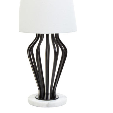 Orsina Zada Table Lamp – Black Iron and White Marble Accent Light