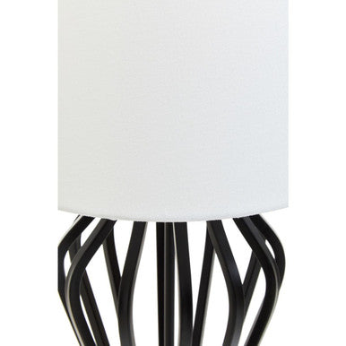 Orsina Zada Table Lamp – Black Iron and White Marble Accent Light