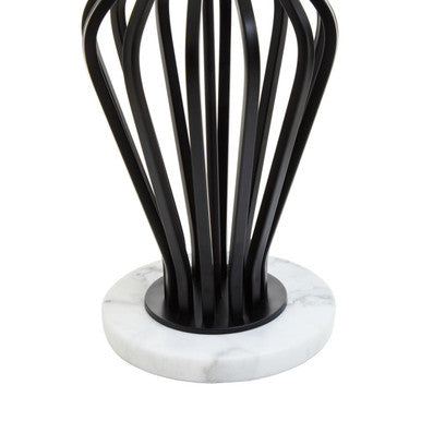 Orsina Zada Table Lamp – Black Iron and White Marble Accent Light