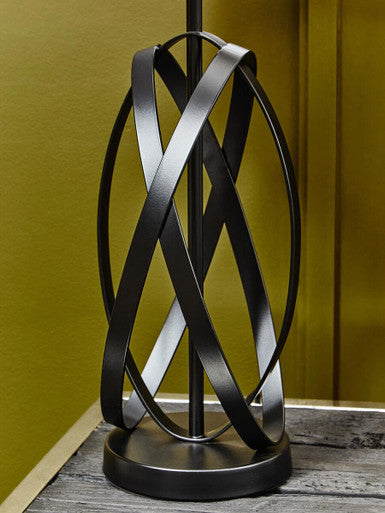Orsina Zaina Black Cross Table Lamp | Industrial Iron & White Linen