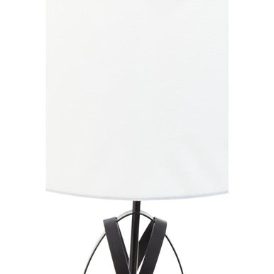 Orsina Zaina Black Cross Table Lamp | Industrial Iron & White Linen