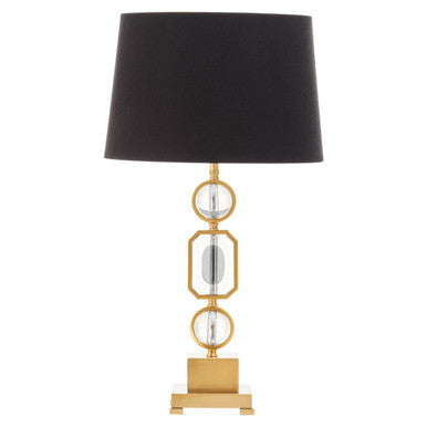 Orsina Zana Gold and Crystal Table Lamp with Black Linen Shade