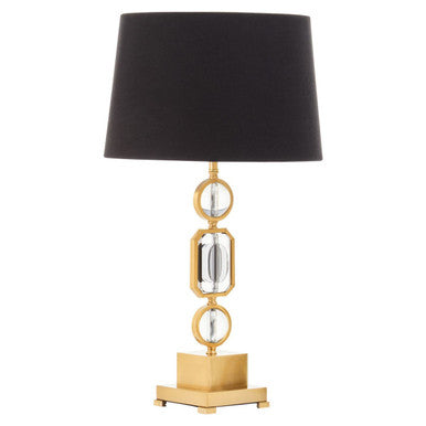 Orsina Zana Gold and Crystal Table Lamp with Black Linen Shade