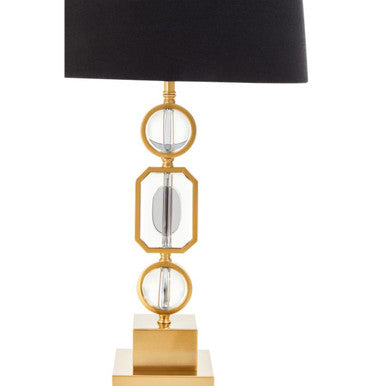 Orsina Zana Gold and Crystal Table Lamp with Black Linen Shade