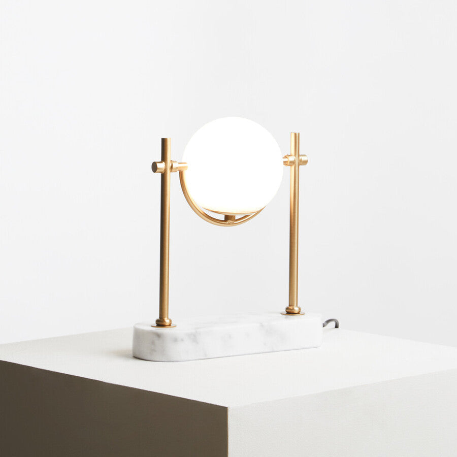Orsina Zalika Marble and Gold Orb Table Lamp – Modern Glass Globe