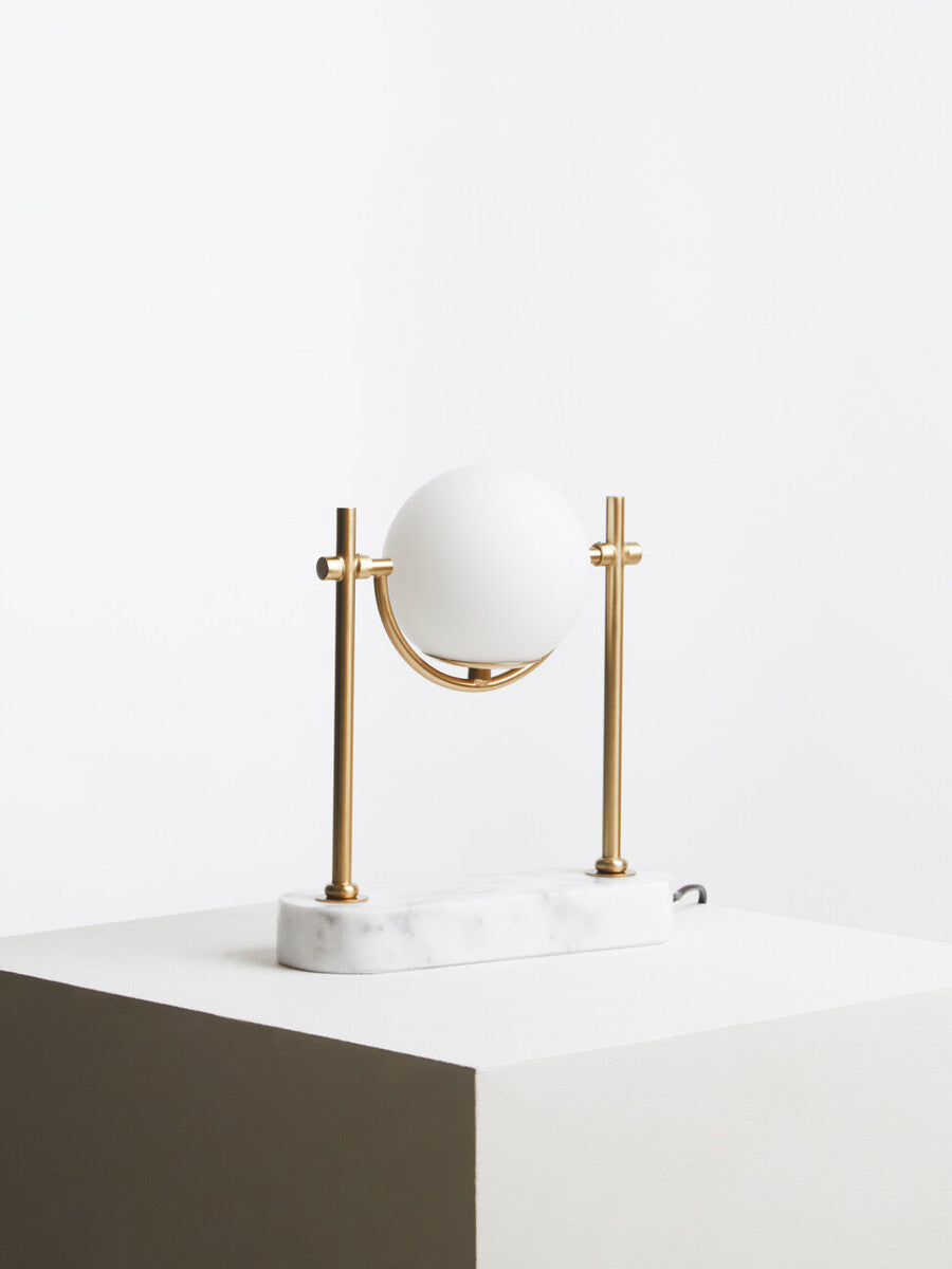 Orsina Zalika Marble and Gold Orb Table Lamp – Modern Glass Globe