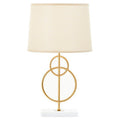 Orsina White Marble and Gold Circles Table Lamp with Linen Shade