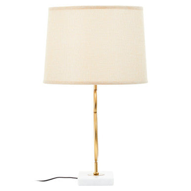 Orsina White Marble and Gold Circles Table Lamp with Linen Shade