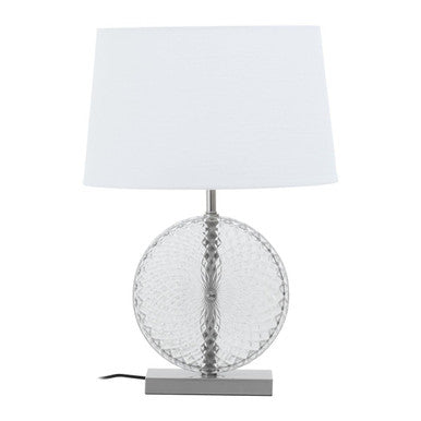 Orsina Zarni Glass and Brushed Chrome Table Lamp with White Shade