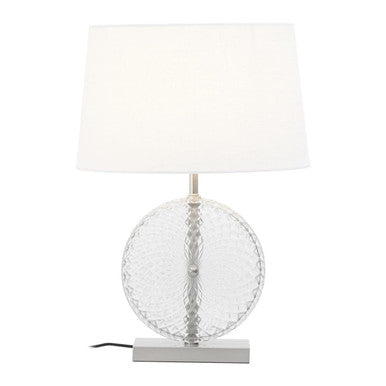 Orsina Zarni Glass and Brushed Chrome Table Lamp with White Shade
