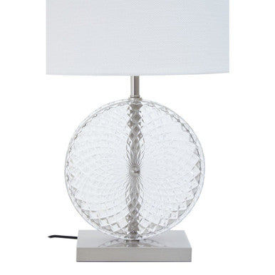 Orsina Zarni Glass and Brushed Chrome Table Lamp with White Shade