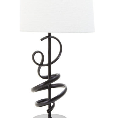 Orsina Zavi Matte Black Squiggle Table Lamp with White Linen Shade