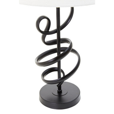 Orsina Zavi Matte Black Squiggle Table Lamp with White Linen Shade