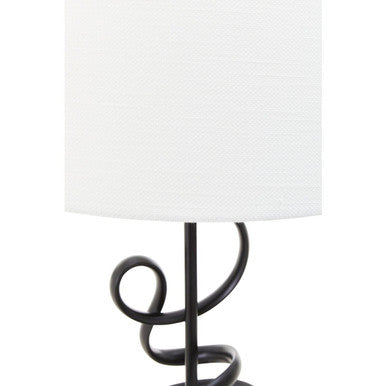 Orsina Zavi Matte Black Squiggle Table Lamp with White Linen Shade