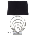 Orsina Brushed Chrome Sphere Table Lamp with Black Linen Shade