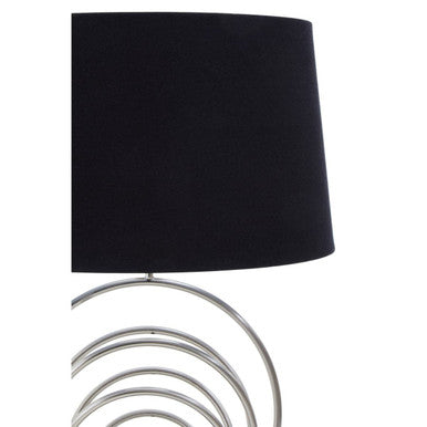 Orsina Brushed Chrome Sphere Table Lamp with Black Linen Shade