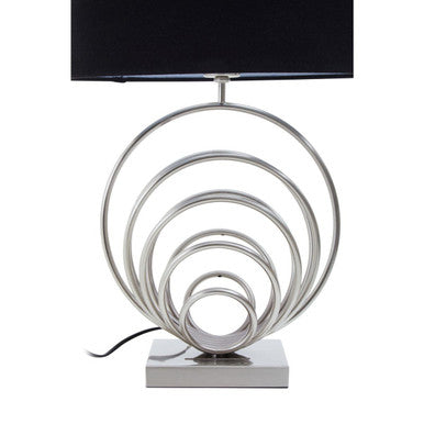 Orsina Brushed Chrome Sphere Table Lamp with Black Linen Shade
