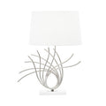 Orsina Zaha Brushed Chrome Spoke Table Lamp with White Linen Shade