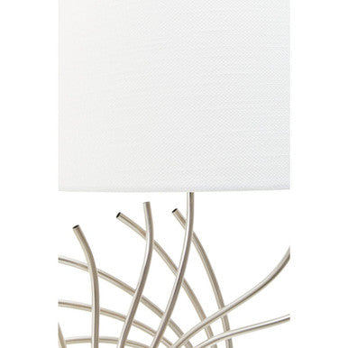 Orsina Zaha Brushed Chrome Spoke Table Lamp with White Linen Shade