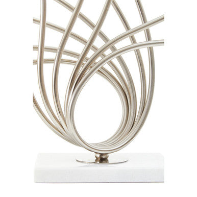 Orsina Zaha Brushed Chrome Spoke Table Lamp with White Linen Shade