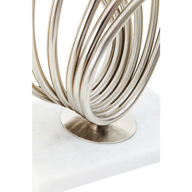 Orsina Zaha Brushed Chrome Spoke Table Lamp with White Linen Shade