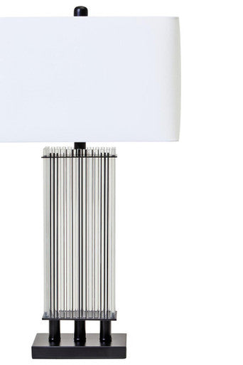 Orsina Elana Clear Glass Table Lamp | Matte Black Base & Ivory Shade