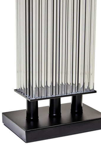 Orsina Elana Clear Glass Table Lamp | Matte Black Base & Ivory Shade