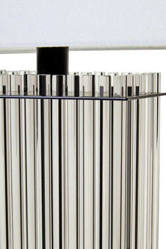 Orsina Elana Clear Glass Table Lamp | Matte Black Base & Ivory Shade
