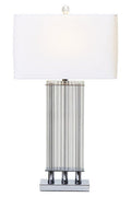 Orsina Elana Clear Glass Table Lamp | Matte Silver Base & Ivory Shade