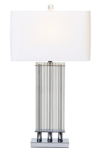 Orsina Elana Clear Glass Table Lamp | Matte Silver Base & Ivory Shade
