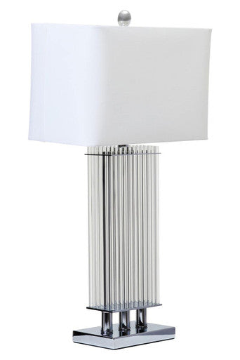 Orsina Elana Clear Glass Table Lamp | Matte Silver Base & Ivory Shade