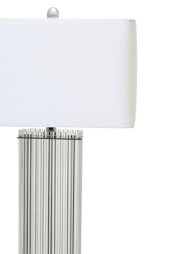 Orsina Elana Clear Glass Table Lamp | Matte Silver Base & Ivory Shade