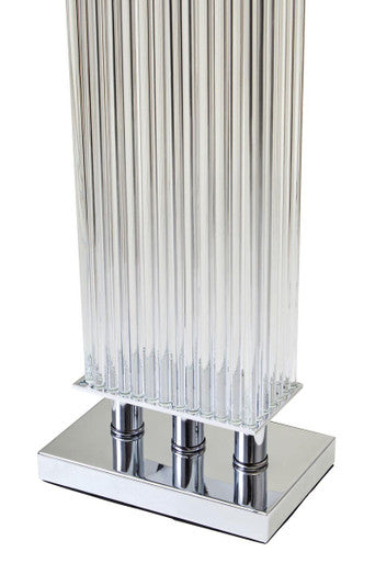 Orsina Elana Clear Glass Table Lamp | Matte Silver Base & Ivory Shade
