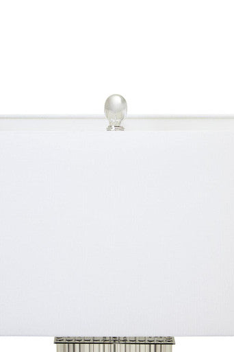 Orsina Elana Clear Glass Table Lamp | Matte Silver Base & Ivory Shade