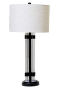Orsina Eman Table Lamp – Matte Black and Ivory Ribbed Glass Lighting