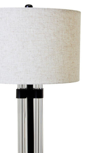 Orsina Eman Table Lamp – Matte Black and Ivory Ribbed Glass Lighting
