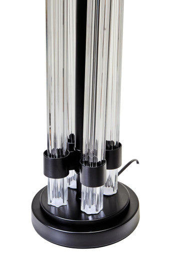 Orsina Eman Table Lamp – Matte Black and Ivory Ribbed Glass Lighting