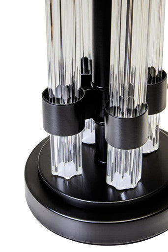 Orsina Eman Table Lamp – Matte Black and Ivory Ribbed Glass Lighting