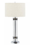 Orsina Ribbed Glass Table Lamp – Matte Silver and Ivory Shade