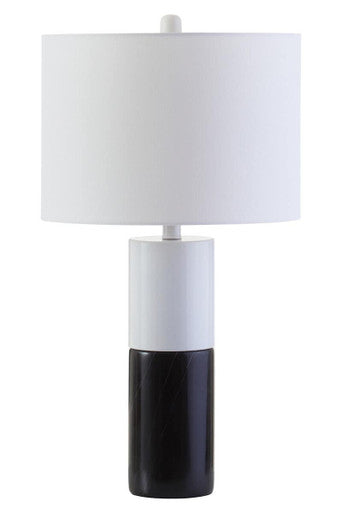 Orsina Eben Marble Table Lamp – Black and White Sculptural Lighting