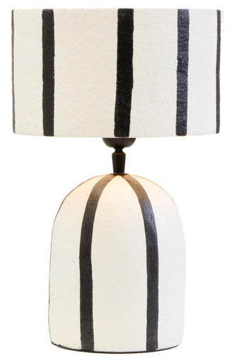 Orsina Carta Striped Papier Mache Table Lamp – Black and White