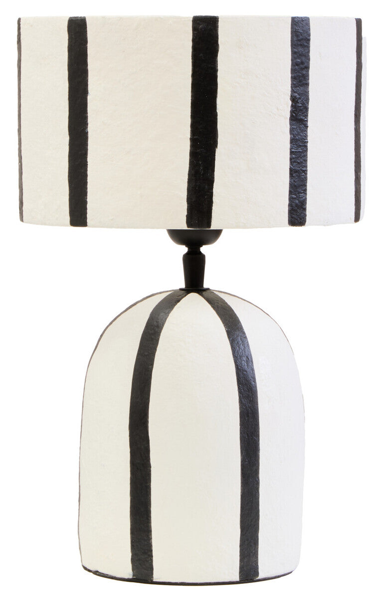 Orsina Carta Striped Papier Mache Table Lamp – Black and White