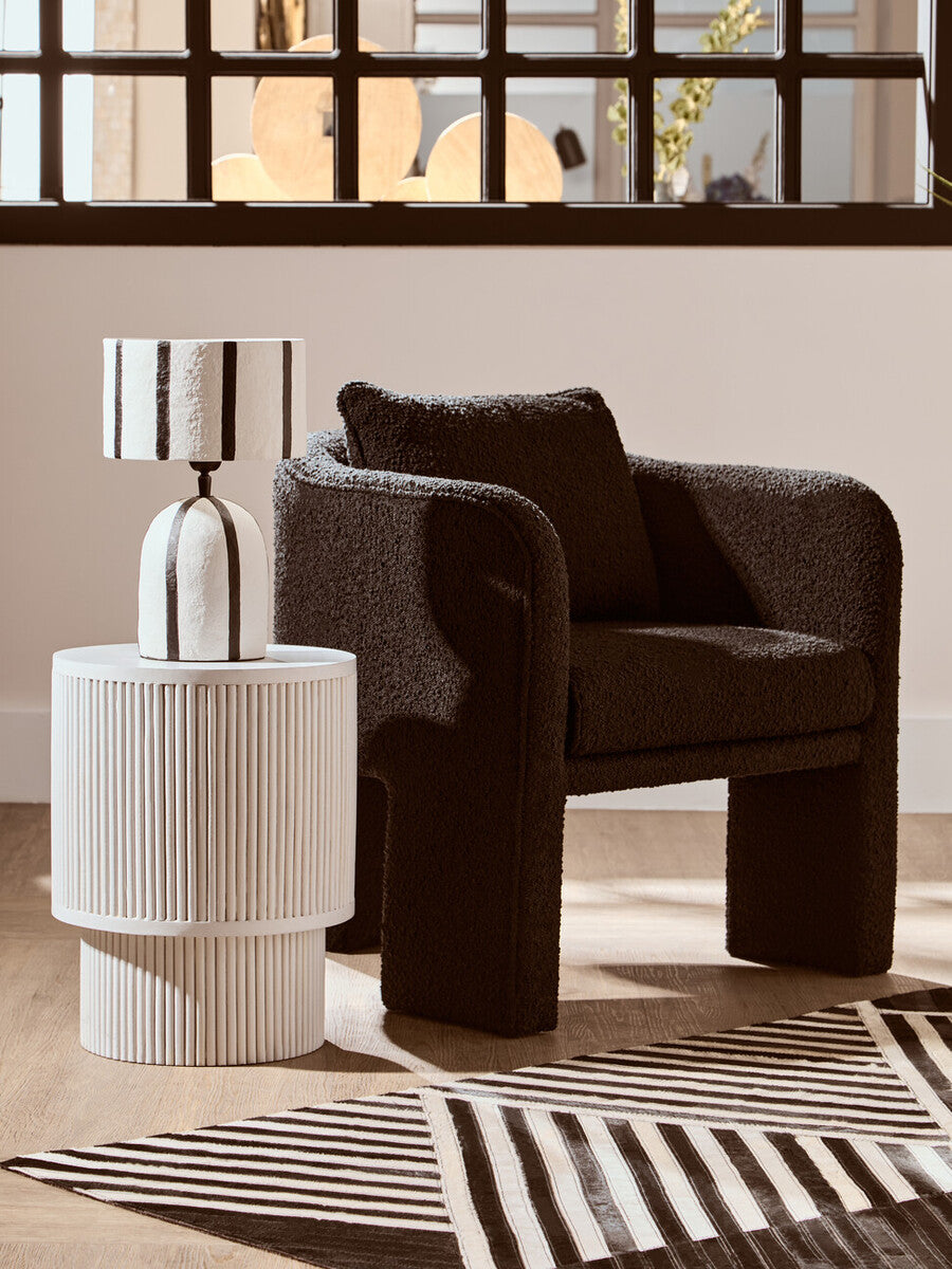 Orsina Carta Striped Papier Mache Table Lamp – Black and White