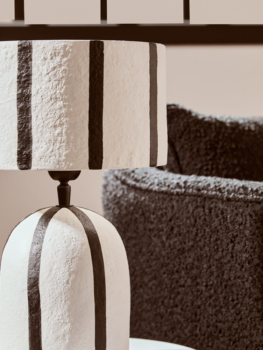 Orsina Carta Striped Papier Mache Table Lamp – Black and White