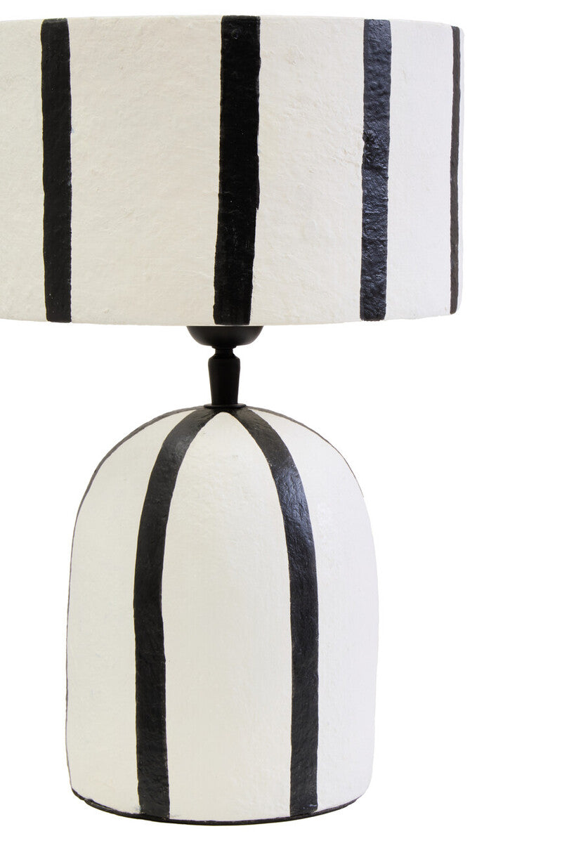 Orsina Carta Striped Papier Mache Table Lamp – Black and White